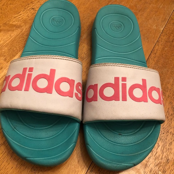 Adidas slip on slide sandals good condition Sz 10 - Picture 2 of 14